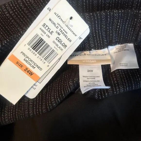 Alfred Dunner Black/Gray Stretch Allure tummy control pants, size 24W - Picture 4 of 5